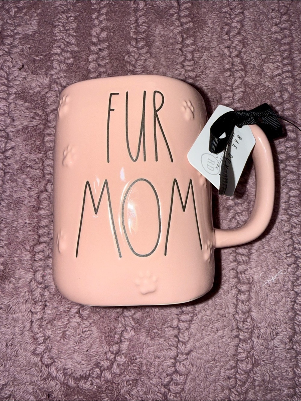 Rae Dunn Pink "FUR MOM" Ceramic Mug - Picture 1 of 4
